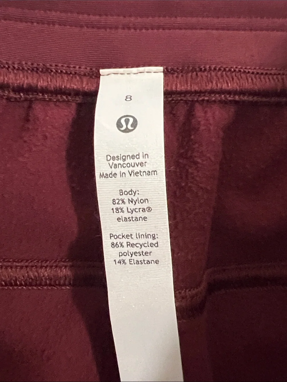 Lululemon Women's Joggers $138 Fleece Tech Lined Merlot Burgundy Size 8